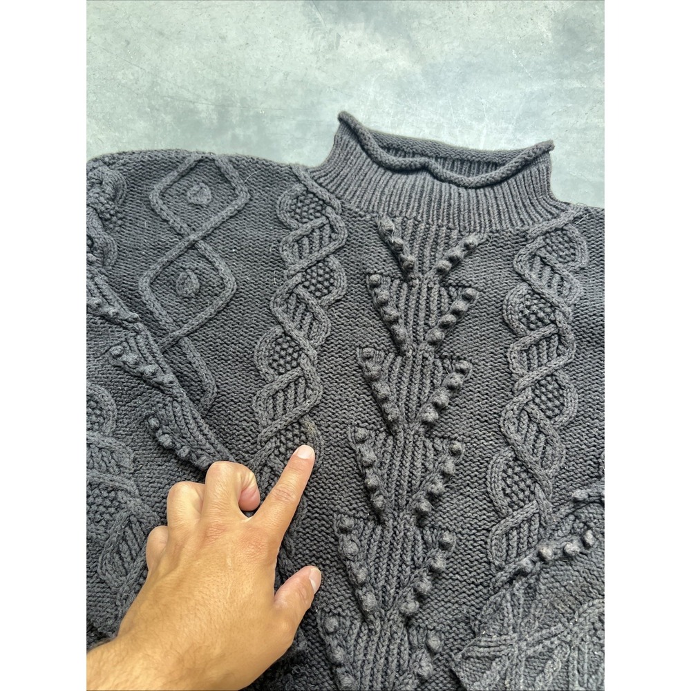 Vintage Twist Thick Knit Black  L.L.BEAN Black Knit Sweater Women  large sku328 - Picture 3 of 7